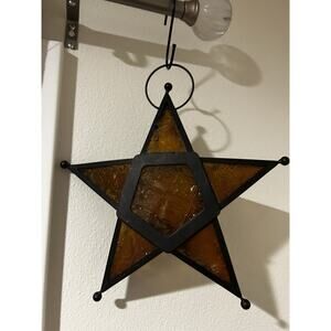 Pier 1 imports Star Shaped Garden Hanging Lantern Tea Light Candle Holder Red